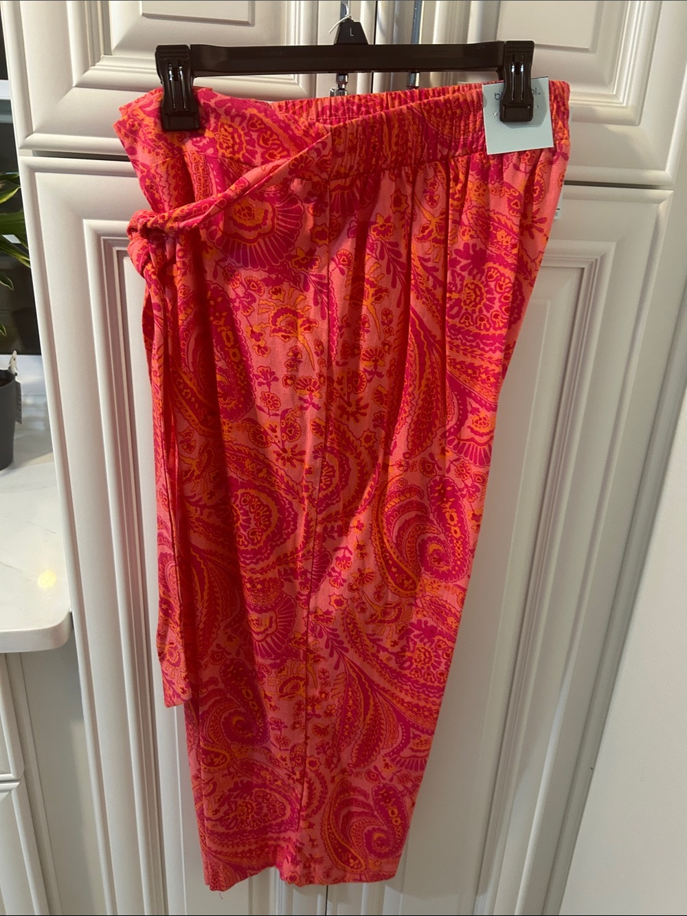 Bright Pink-Orange Paisley Swim Sarong Wrap